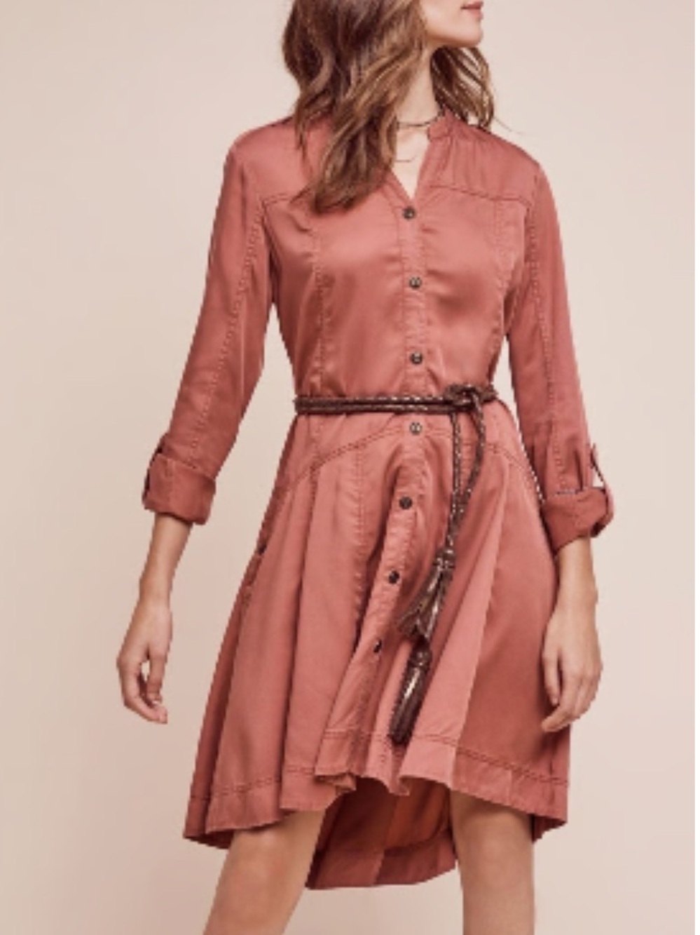 Holding Horses Mariona Dress Tunic Shirt Dress NWT Anthropologie Pink Size 8